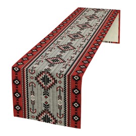 Aztec Table Runner Native American Indian Ornament Pattern Tribal Abstract Kitchen Dining Room Party Decor 13x36inch