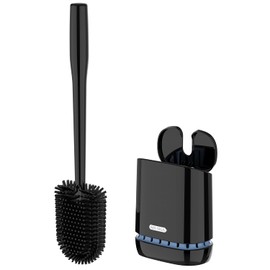 MR.SIGA Cepillo para Polvo y Soporte para Inodoro, cerdas duraderas y Flexibles, Cepillo para Polvo de Inodoro montado en la Pared para Limpieza de baño, Negro, 1 Paquete