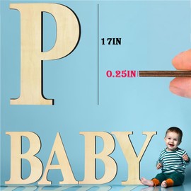 17 Inch Unfinished Wood Letter for Wall Decor, Paintable Thick Wooden Letter for DIY Craft Projects, Blank Wood Alphabet Letter for Birthday, Parties, Wedding, Christmas Home Decoration(Letter P)