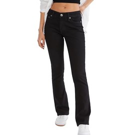 AEROPOSTALE Women's Aero Mid Rise Bootcut Jean, Black, 8