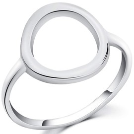 Jude Jewelers Stainless Steel Classical Simple Plain Open Karma Statement Promise Ring (Silver, 11)