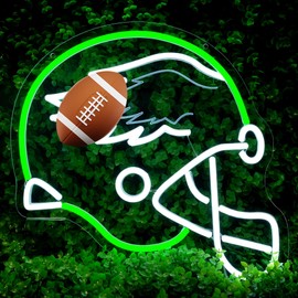 Football Neon Sign for Wall Decor - Eagle Team Merch Neon Acrylic USB Powered LED Wall Art Decor, Light Up Sign Dimmable, for Man Cave Game Room Bedroom Bar Club Party Fans 12.99" × 12.99"