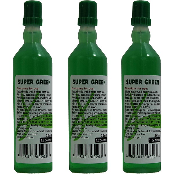 Super Green Lucky Bamboo Fertilizer (3 Bottles) Ready-to-use All Purpose