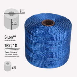 The Beadsmith S-Lon #18 Nylon Cord – Blue Tones Mix – Tex210 Cord, .5mm Diameter, 4-Pack, 77 Yard Spools – for Stringing Beading Crochet, Micro-Macrame Jewelry & Kumihimo Projects