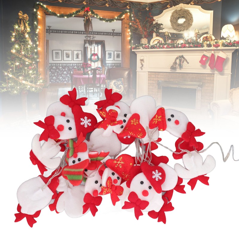 Snowman String Lights Cute Snowman Design 6.6ft Long Remote Control