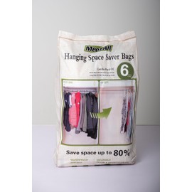 Meetall 6Pack Hanging Vacuum Storage Bag Reusable Space Saver Compressed Bag with Hangers.3pcs in 26.3x35.4inch(67x90cm) and 3pcs in 26.3x43.3inch (67x110cm).Work with Any Vacuum Cleaner.