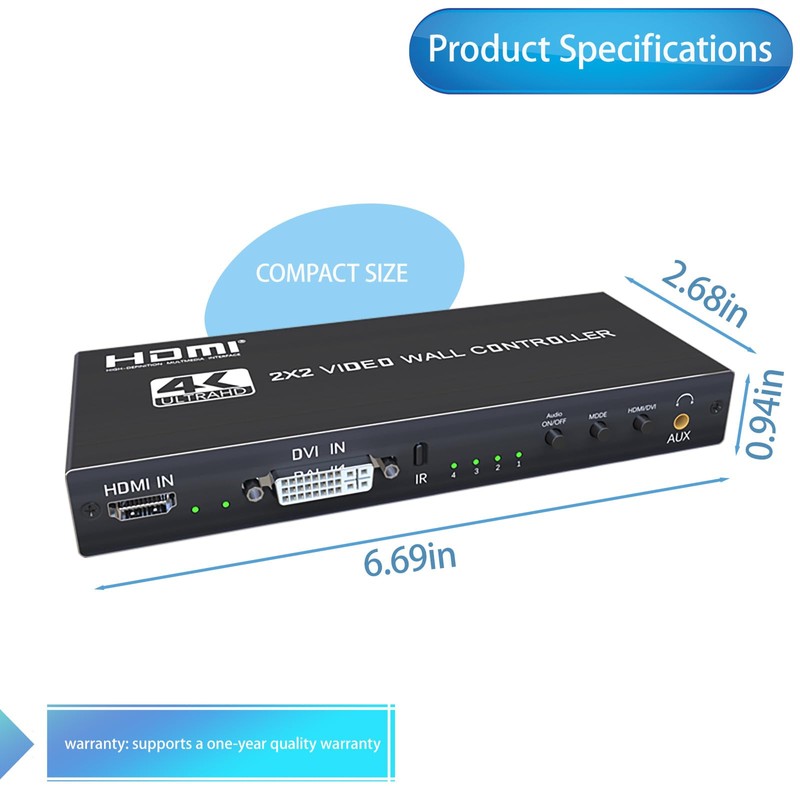 Yuemona Video Wall Controller 2x2 4K TV Splicing Wall Processor