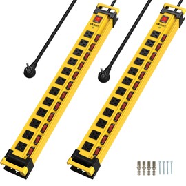 Plug'n 12 Outlet 3300J Surge Protector Power Strip,Individual Switches,9FT/14AWG/15AMP/1875W Power Cord,Heavy Duty Metal Power Strip with Cord Manager,for Workshop,Garage,Shop,2 Packs