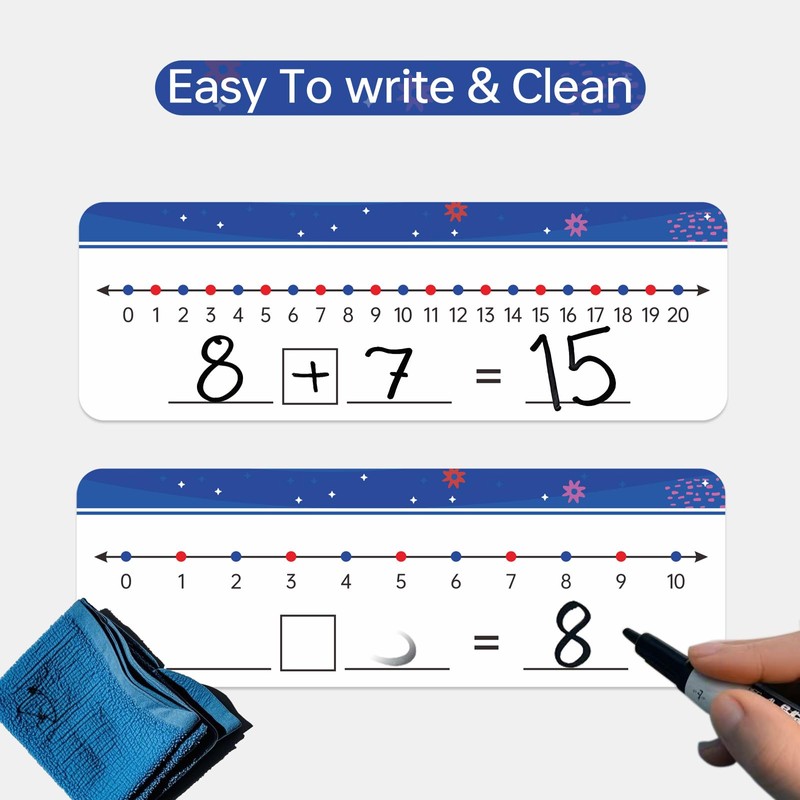 Dinggaogao 10Packs Numbers Line Dry Erase Board Cards, Double Sided