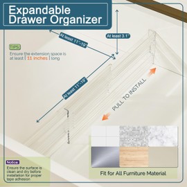 RETRONLY 8 Pack Clear Drawer Dividers - 3.1'' Height, 11-19'' Adjustable Drawer Separators, Expandable Dresser Organizers in Bedroom, Bathroom, Closet, Clothing, Office, Kitchen Storage