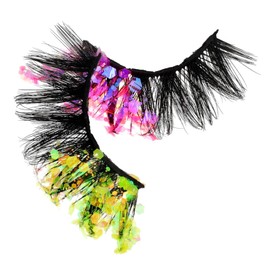 FOMIYES 1 Pair Shiny Fluorescent False Eyelashes Girls Women Night Glow Changing Glitter Lashes For Party Eye Makeup And Festive Events