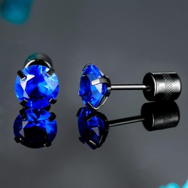 Pack of 4 Cubic Zirconia Screw Back Earrings Hypoallergenic for Sensitive Ears, titanium, cubic-zirconia