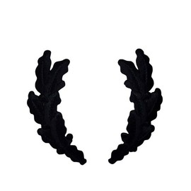 1 pair Iron on patch applique Scrambled Eggs - black  3-3/4" x 1-5/8"