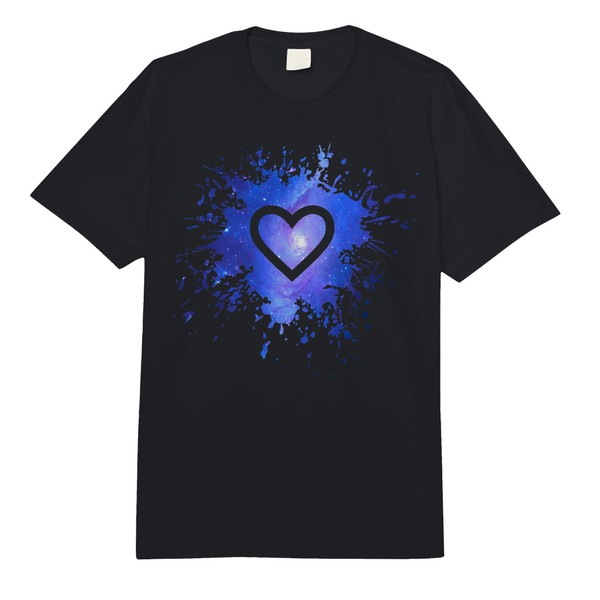 Blue and Purple Galaxy Splatter Heart Valentine's Day Design Comfort