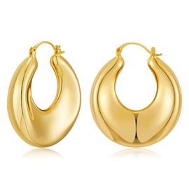 HolidayQbee Gold Hoop Earrings For Women Gold Plated Chunky Hoop Earrings Hypoallergenic Thick Gold Hoops Exquisite Fashion Jewelry Gifts