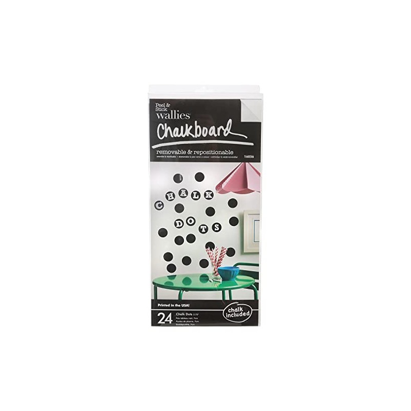 Wallies Peel and Stick Black Chalkboard Dots, Set of 24