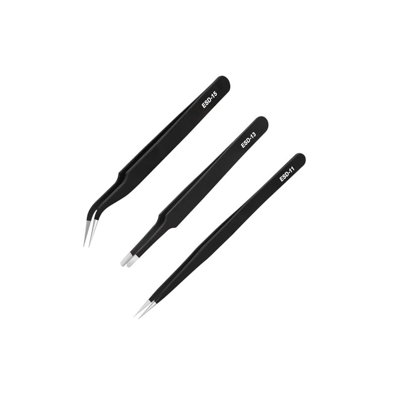 3PCS Precision Tweezers Set, Upgraded ESD high-end anti-static for Craft,