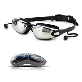 Zsling Swim Goggles, Swimming Goggles No Leaking Full Protection Adult Men Women Youth (Silver Black)