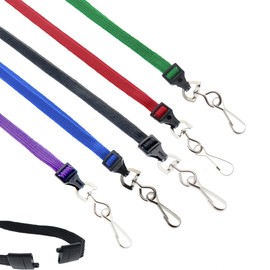 Specialist ID Bulk 100 Pack - Premium Breakaway Lanyards for ID Badges - Metal Swivel J Hook - 3/8” Wide - 36 Inch Length - Flat Woven (Assorted Colors)