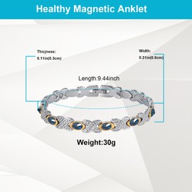 EnerMagiX Magnetic Ankle Bracelets for Women, Stainless Steel Magnetic Anklet with Blue Stones, Fashion Jewelry Present (0137SGD)