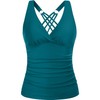 Teal Tankini Tops for Women - Tummy Control V Neck