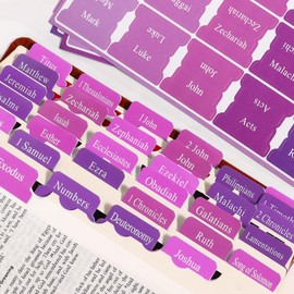 90 Pieces Bible Tabs for Woman, Large Print Bible Bookmarks Index Dividers Tabs Study Supplies Guide Kit Purple, Baptism Christian Gifts for Men Boys Beginner Easy to Read