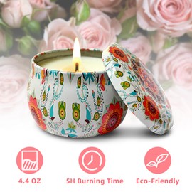 Scented Candles Women Gifts Set : Aromatherapy candle1pack Rose Soy Natural Wax 4.4 Ounce Portable Travel Tin & Home, Fragrance for Relaxing Stress Relief,Mother's Day,Valentine,Yoga,Mother's Day