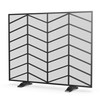 Fire Beauty Single Panel Handcrafted Wrought Iron Mesh Chevron Fireplace