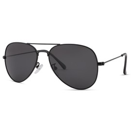 COASION Classic Polarized Kids Small Aviator Sunglasses for Girls and Boys Age 3-16 (Black/Grey Lens)