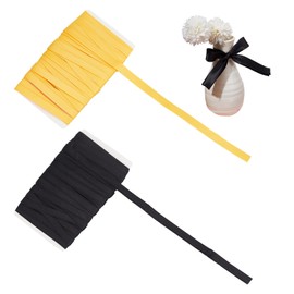 letsinstyle 2 Pcs 10 Yards Black Yellow Satin Bia Tapes, Double Fold Binding Bias Ribbon, Polyester Fabric Trimmings for Cheongsam Decoration and Clothing Seaming Piping