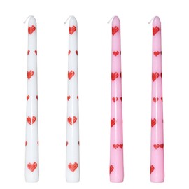 Valentine's Day Taper Candle 10 Inch Red Heart Candles, Unscented Dripless Tapered Candle Set for Decor Wedding Party Dinner, Various Festivals to Celebrate (Red Heart, Pink)