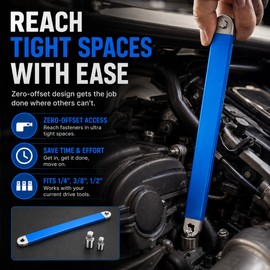 Zero Offset Extension Wrench for Tight Spaces – Steel Ratchet Extender Tool for Motorcycle, Auto & Home Repair