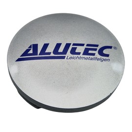 1 x Alutec Hub Cap 60 mm Silver (N23) Logo Blue – Original Wheel Centre Cap/Hub Cap
