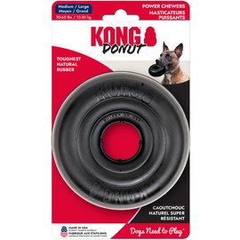 KONG Extreme Donut Dog Toy – Toughest Durable Natural Rubber Chew Toy for Power Chewers – Safe on Teeth & Gums, Fun Bounce & Roll for Indoor and Outdoor Play (Medium/Large)