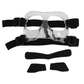 Sports Face Guard Adjustable Transparent Full Frame Nose Guard for Basketball Soccer Sports with 3pcs Foam Padding