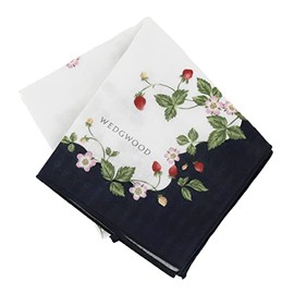 Wedgwood 00014-0001-03 Wild Strawberry Gauze Handkerchief, Navy, 100% Cotton, Women's, Approx. 18.1 inches (46 cm), navy