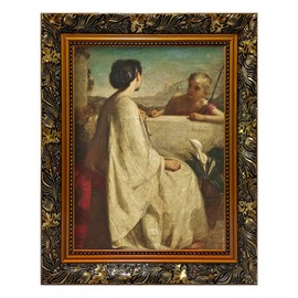Akfado Antique Gold Wood Frame for 11x14 Canvas Paintings Prints, 2.36” Wide Ornate Wall Frame for Living Room Entryway Decoration, New Home Housewarming Birthday Gift (No Front Cover & Backboard)