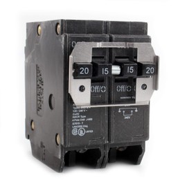 Eaton BQC220215 Quadplex Circuit Breaker, 20-Amp, 2-Pole & 15-Amp, 2-Pole, 120/240-Volt