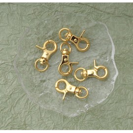 Ruwado 5 Pcs Dog Tag Clips with 5 Pcs 3/4 Inch Keychain 5 Pcs 1 Inch Keychain MultiPurpose Metal Dog Tag Rings for Pet Kitten Cat Collars ID Holder Harnesses (Gold)