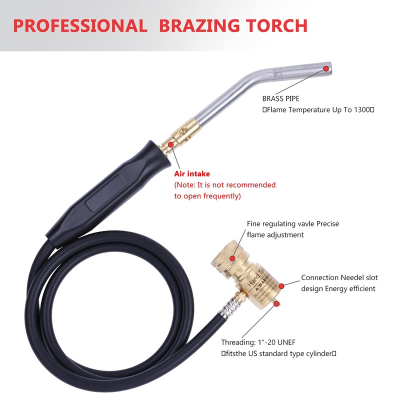 Propane Torch Hand Hose, Mapp Gas Torch,Welding Torch,Hose Length 1.5M/60"Maximum