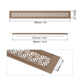 PATIKIL 16 x 2 Inch Door Air Vent Cover, Heavy Duty Aluminum Grille Ventilation Cover Louvered with Mounting Screws for Cabinet Wardrobe Door, Brown