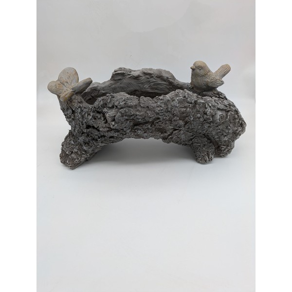 Esschert Design Bird and Butterfly Log Planter, Faux Wood