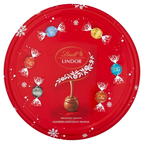 Lindt Lindor Chocolate Truffle Selection Gifting Tin With Milk, Milk And White, White, Dark 60% And Salted Caramel Chocolate Truffles, 450g