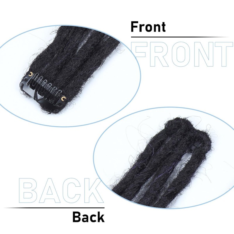 24in 10 PCS Straight Clip in Dreadlock Extensions Black to