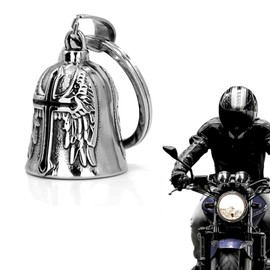 Wohlstand Bells for motorcycles, bell, motorcycle bell, guardian angel, guardian bell accessories or key ring for biker gifts, silver