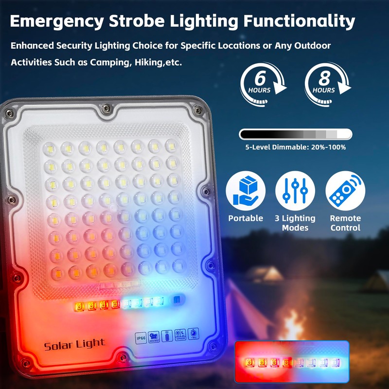 100W Solar Flood Light Outdoor Waterproof, 24000LM 6500K LED Solar
