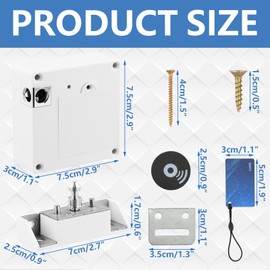 Smart Cabinet Lock, Electronic Cabinet Lock with Card, Hole-Free Invisible Lock, RFID Electronic for Double Door Cabinet, Drawer