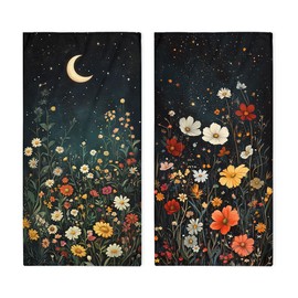 Wildflowers Bath Hand Towels Set of 2 Absorbent Crescent Thistle Yarrow Marigold Daisy Bath Hand Towels for Bathroom Home Hotel Spa Gym Yoga Nautical Beach Bathroom Decor Gifts for Women Man 14"x28"