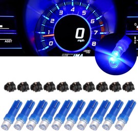 cciyu 10x T5 37 74 Wedge SMD Led Bulbs Instrument Cluster Light Panel Gauge Lamp Red 10x Twist Sockets 17 37 70 Instrument Panel Cluster Plug Lamp Dash Light Bulb T5 (Concave Blue)