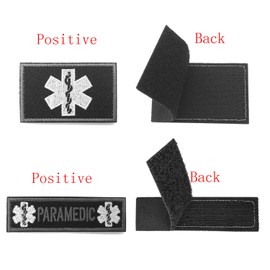 WZT 2 Pieces Paramedic Morale Tactical Patch with Backing Decorative Embroidered Badge Appliques (Black)